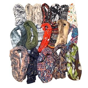 Boho Stretch Headband Bundle 19pc Floral Tie Dye Twist Knot Yoga Hair Band